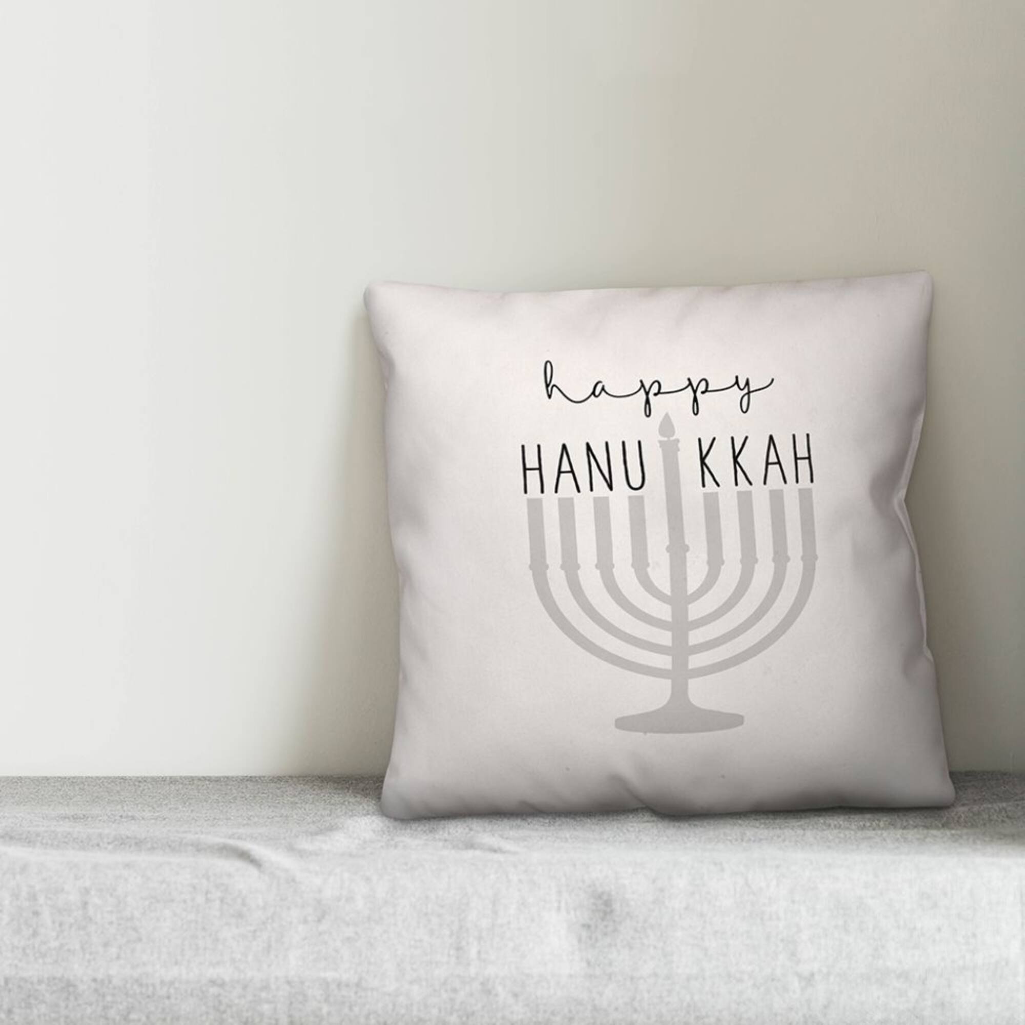 Happy Hanukkah Menorah 18x18 Spun Poly Pillow